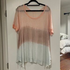 Peach and White Women's Top